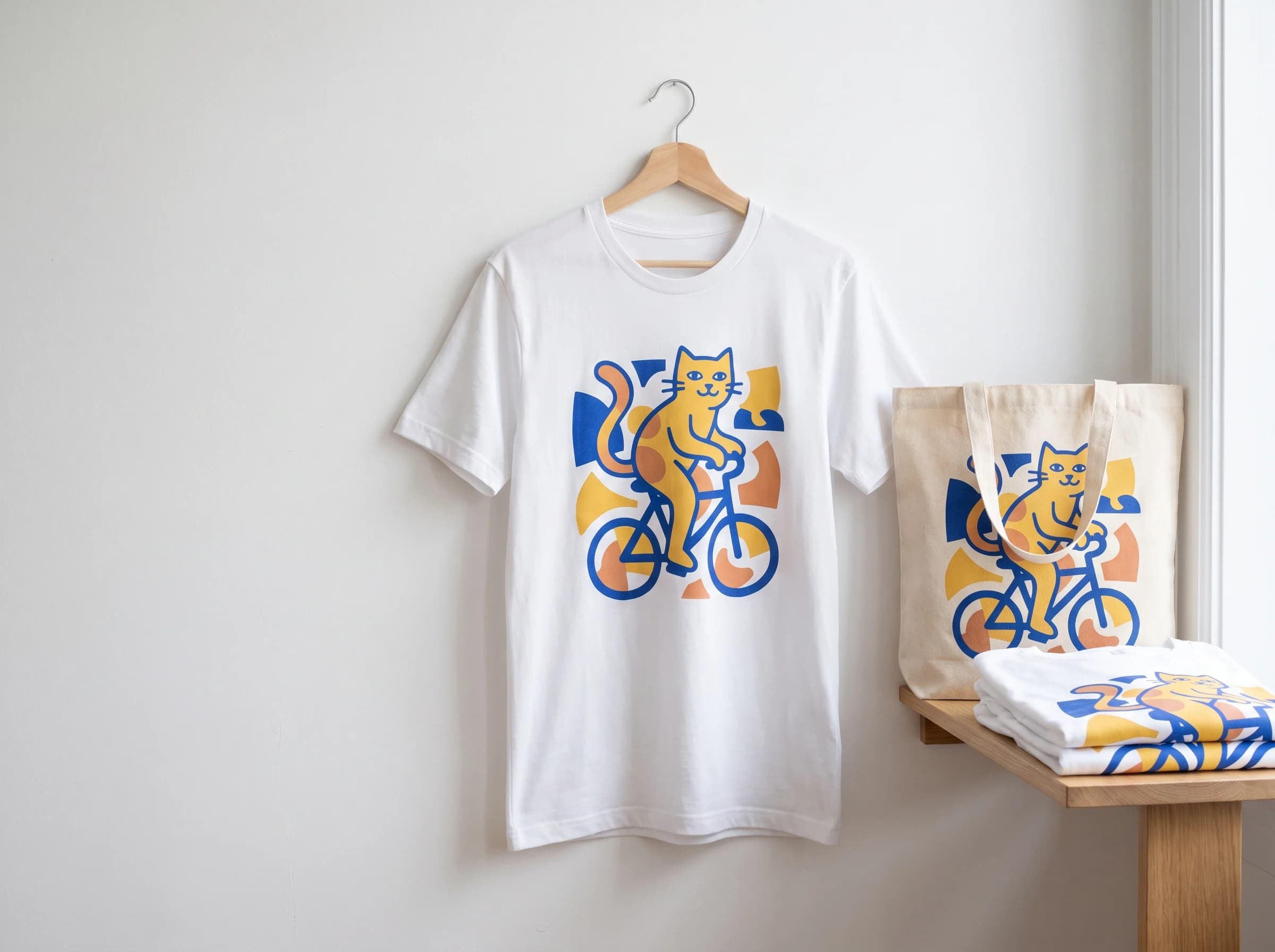 プリントした T シャツとトートバッグ